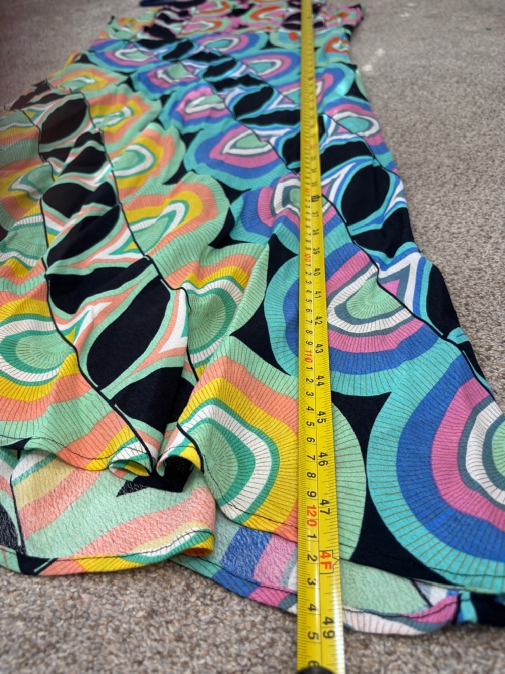 Anthropologie Kenzie Asymmetrical Midi Dress 12 retro geometric print colorful - Picture 4 of 13
